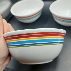 Lot of 3 Longaberger Pottery Sunny Day Stripe Snack Cereal Bowls EUC
